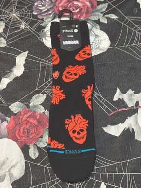 NWT STANCE X STRANGELOVE CREW CASUAL MENS SICKS MEDIUM 6-8.5/8-10.5 BLACK/ORANGE